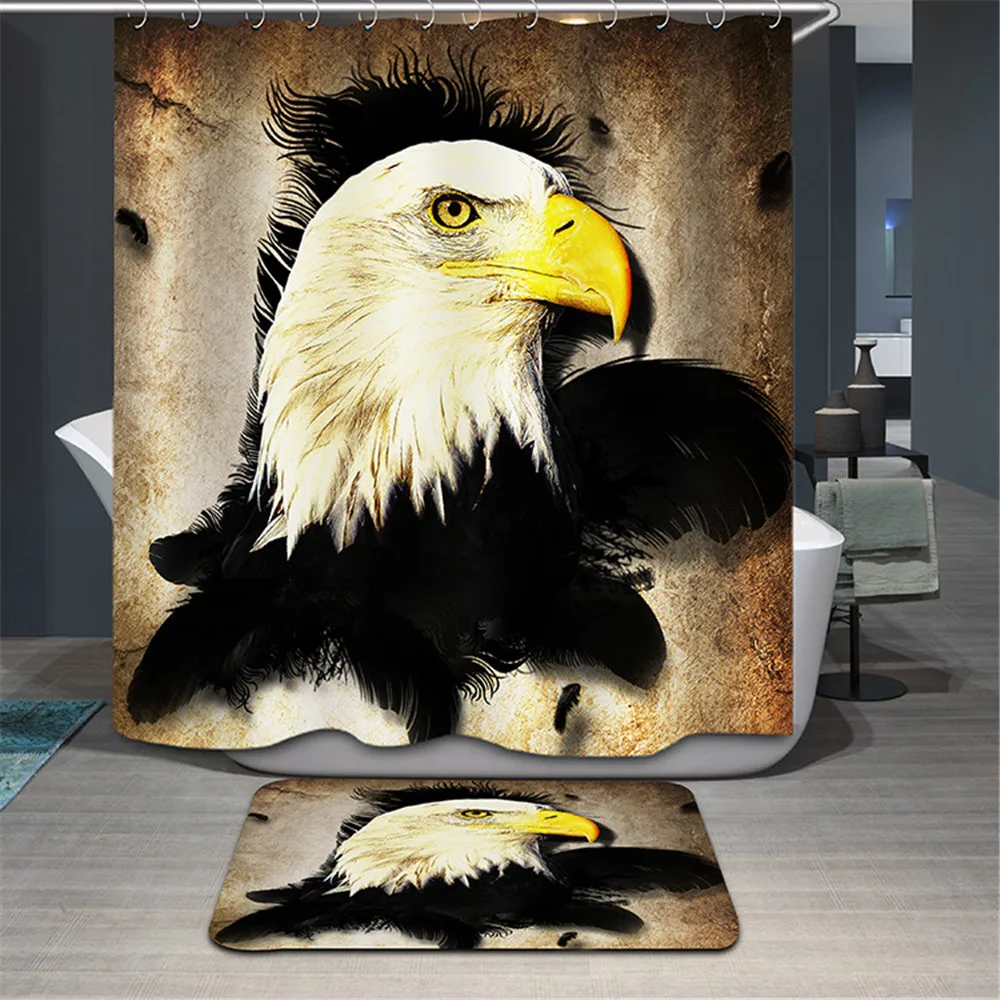 3d Bath Curtain Eagle Shower Curtain animals octopus fabric waterproof