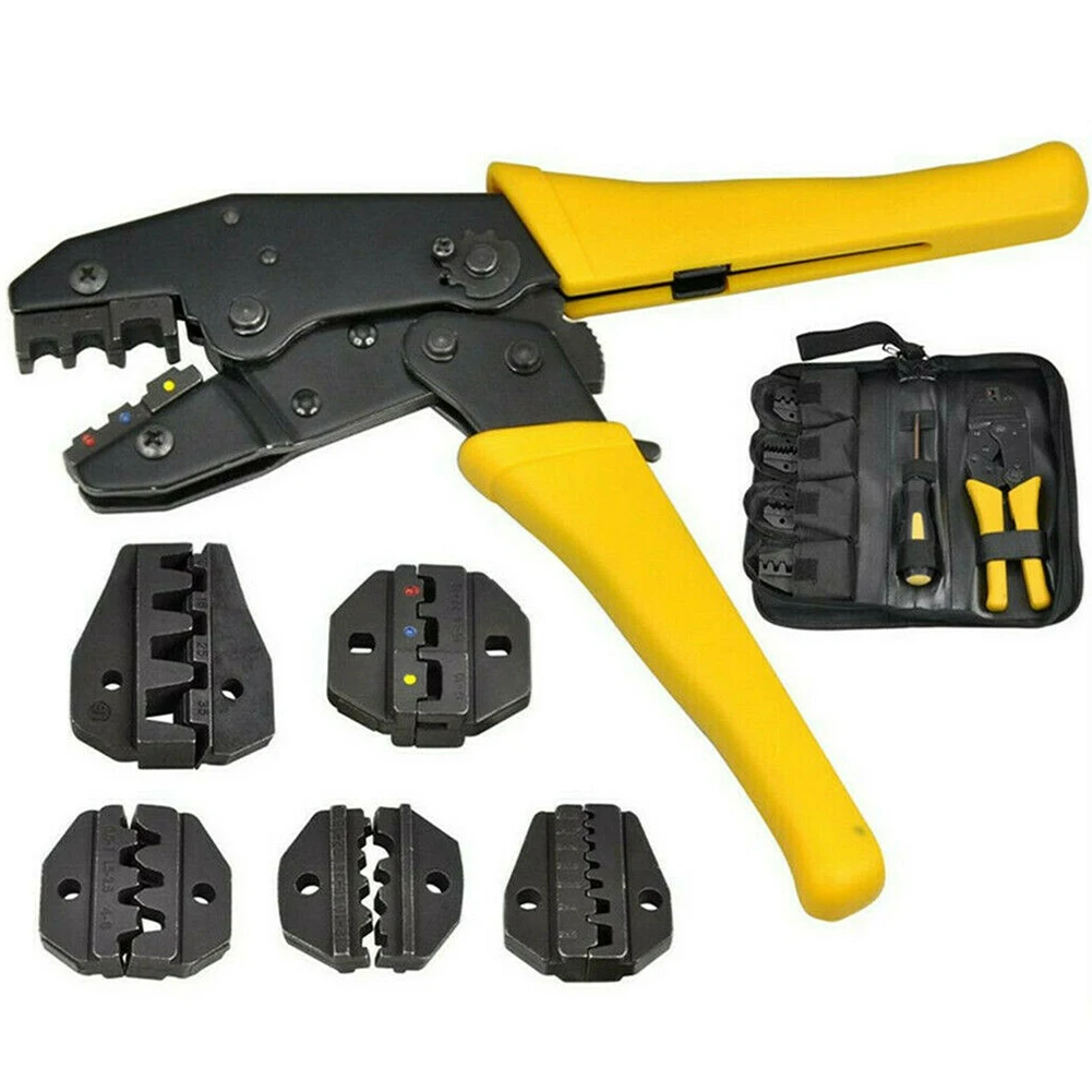 

Metal Multifunctional Cutter Manual Adjustable Durable Ratchet Plier Screw Driver Compression Cable Wire Crimping Tool Set