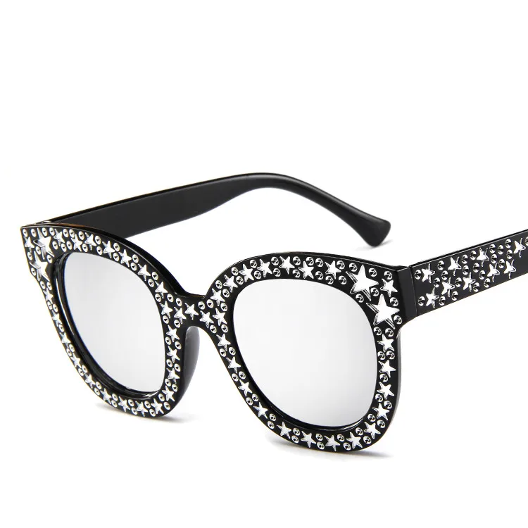 Модные солнцезащитные очки "кошачий глаз" для женщин, солнцезащитные очки для вождения, полые оттенки, женские ретро очки с оправой UV400 - Цвет линз: C8
