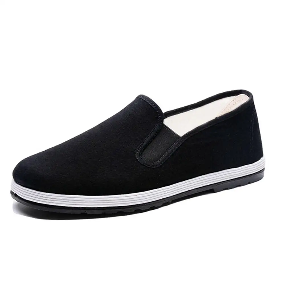 

2018 New Design Canvas Vulcanize Shoes Black Sneakers Man Woman Driving Breathable Slip On Shoes Chinese Kongfu Style Size 34-50
