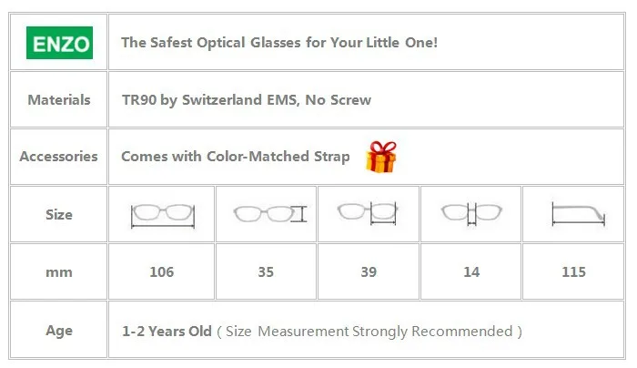 Детские оптических стекол с ремешком размер 39/14 цельный не винт сгибаемыми, Силикон малыша дети очки кадров и шнур