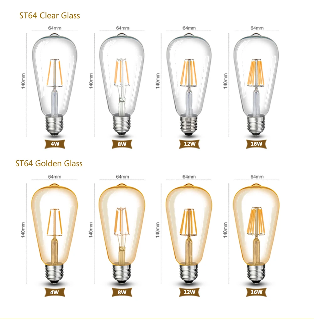 Винтажные Светодиодные лампы E27 E14 220 В с диммером ST64 A60 C35 E26 E12 110 В|led light bulb|light bulbedison