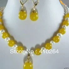 Wholesale_jewelry_wig$ Подлинная желтый жемчуг подвеска/комплект серьги ожерелья