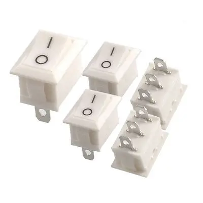 

5 x AC 6A/250V 10A/125V 3 Pin SPDT White Button On/On Boat Rocker Switch