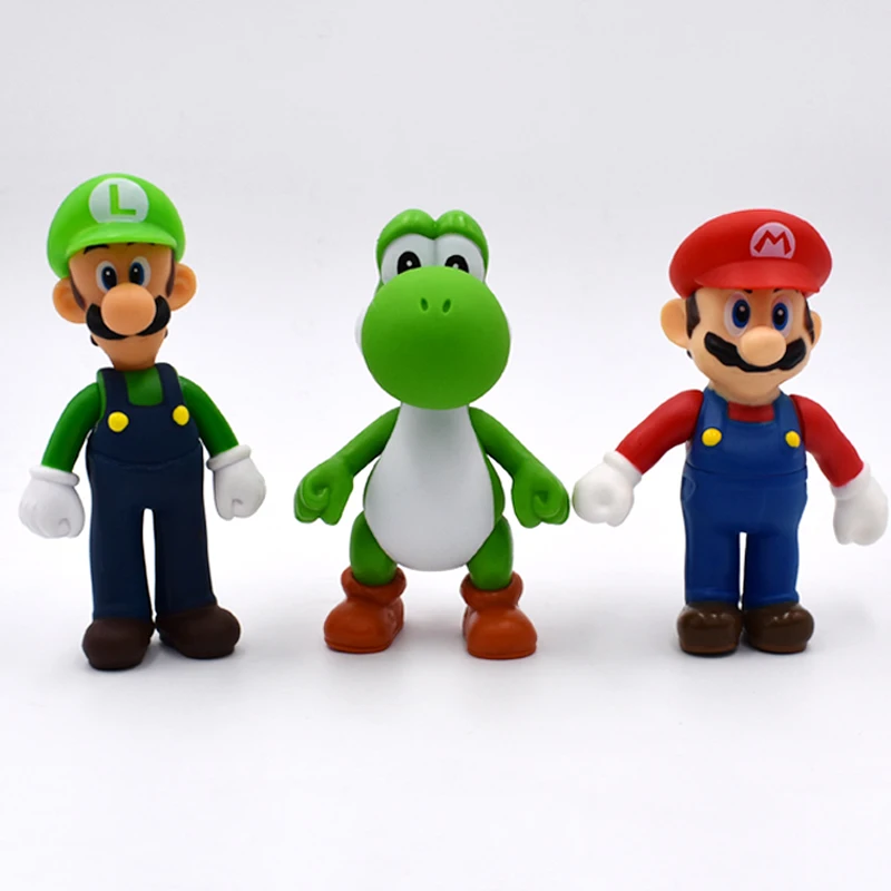 

13cm 3Pcs/Set Mario Bros Luigi Mario Yoshi PVC Action Figures Toys Free Shipping