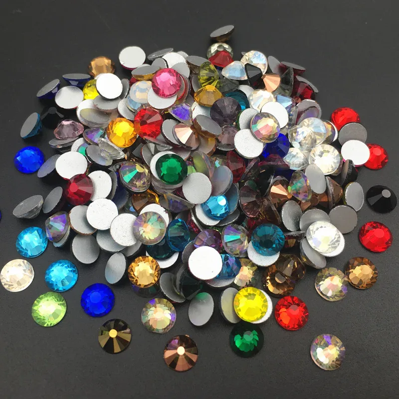 

Glitter Rhinestones Glass Crystal Colorful SS3-SS34 Non Hot Fix FlatBack Strass Sewing&Fabric Garment Rhinestone Nail Art Stone