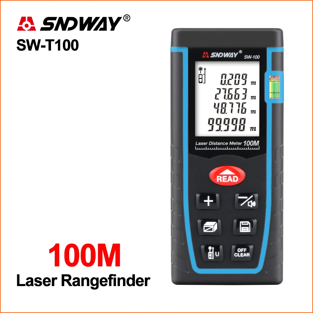 

SNDWAY Laser Rangefinder Distance Meter Range Finder Hunting Tape Measure Mini Digital Distance Meter SW-T100 Distance Meters