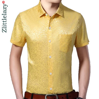 

2019 brand casual pocket summer luxury short sleeve slim fit men shirt streetwear social dress shirts mens fashions jersey 51530