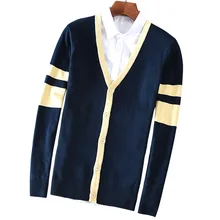 Suehaiwe бренд осень-зима мужской кардиган с v-образным вырезом свитер полосатый хлопок теплые свитера мужские повседневные Италия стиль chandail
