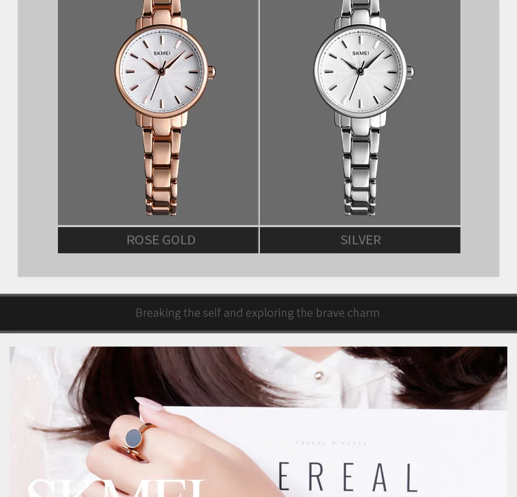 SKMEI Роскошные женские кварцевые часы с ремешком из нержавеющей стали, простые бизнес часы для девушек, женские наручные часы, Montre Femme часы 1410