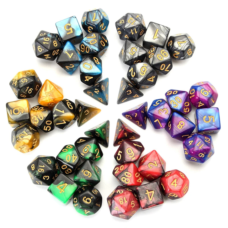 7 типов различных многогранных кубиков двойной цвет для RPG MTG настольная игра 42 шт 6 набор