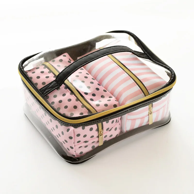 Style 3 PVC Transparent Cosmetic Bag Organizer Travel Toiletry Bag Set Pink Beauty Case Makeup Case Beautician Vanity Necessaire Trip - Цвет: Style 3