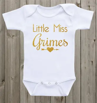 

custom Little Miss name glitter infant baby bodysuit onepiece romper Outfit take Home toddler shirt birthday party favors