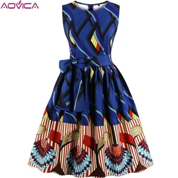 

Aovica S-4XL Plus Size Women African clothing Dress Sleeveless Summer Dashiki Dresses vestidos de fiesta