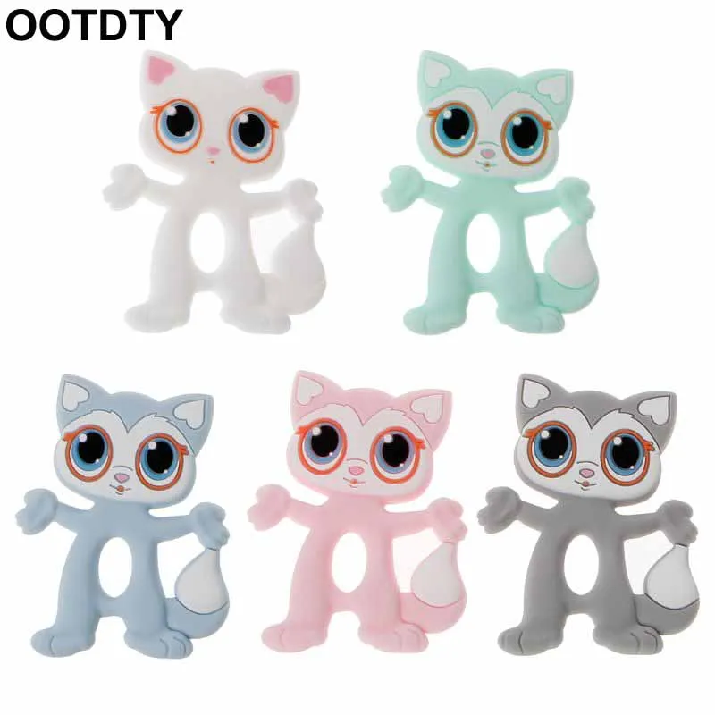 

Baby Teethers Big Eyes Cat BPA Free Teething Accessories Food Grade Silicone Nursing Necklace Pendants