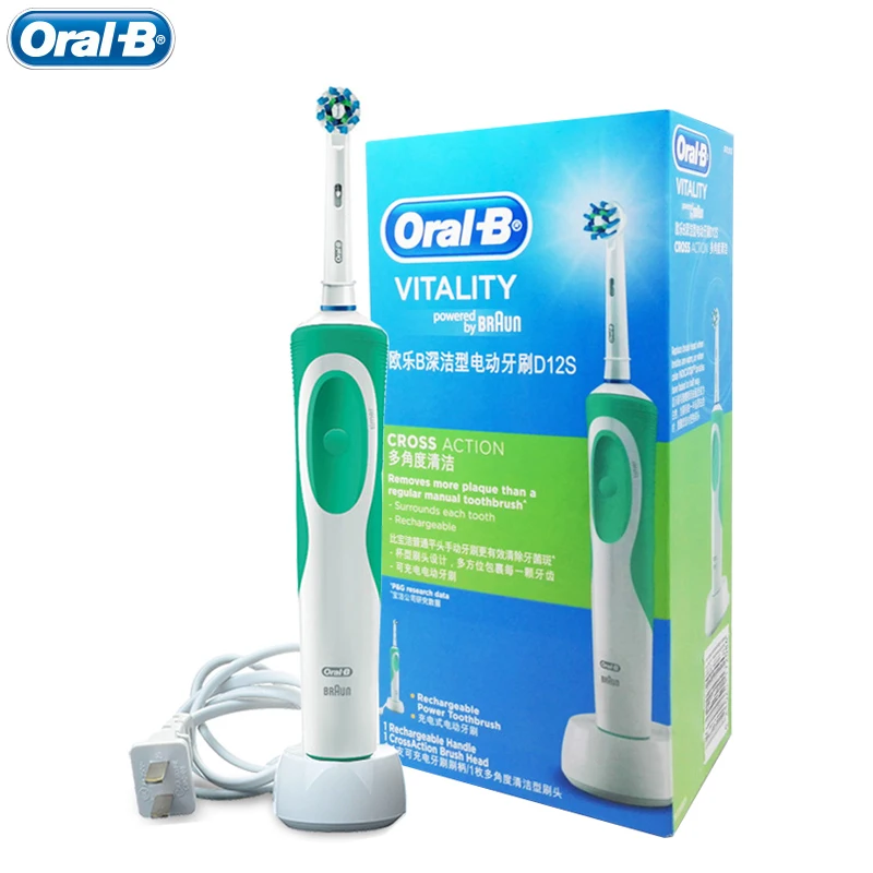 Oral B Rechargeable Electric Toothbrush Vitality Oral Hygiene Cross Action Deep Clean Toothbrushes Rotating Teeth Brush Green