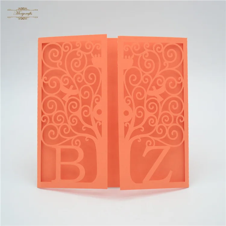 

Personalized luxury laser cut monogram wedding invitations tree