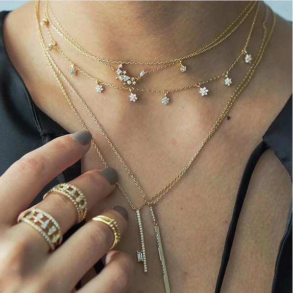 

delicate dantiy cz flower charm choker necklace 3 colors elegance fashion women jewelry cute charming wedding bridal gift