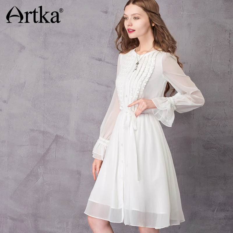 puff sleeve chiffon dress