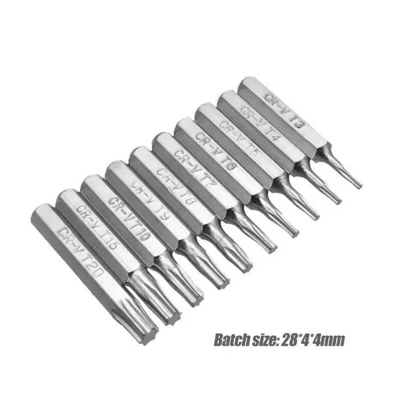 10 шт. 4 мм CR V Torx биты T3 T4 T5 T6 T7 T8 T9 T10 T15 T20 наконечниками отлично мобильного ремонта