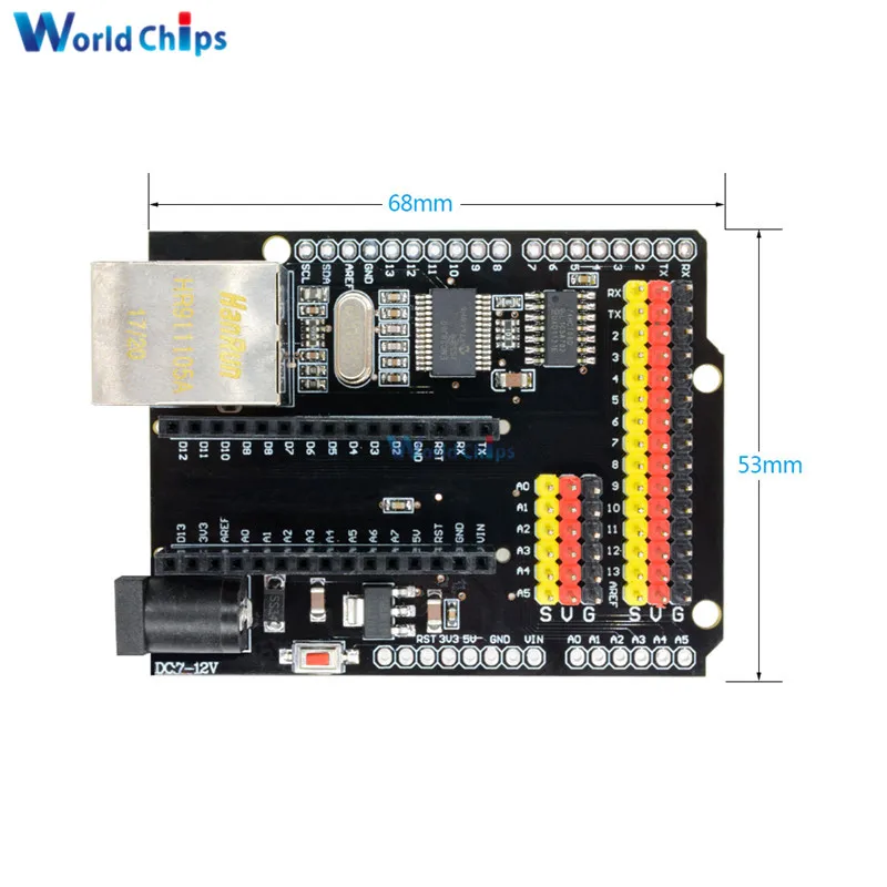 Плата расширения модуля ENC28J60 Ethernet V2.0 2 0 CH340G NANO V3.0 MEGA для Duemilanove Leonardo Arduino UNO R3