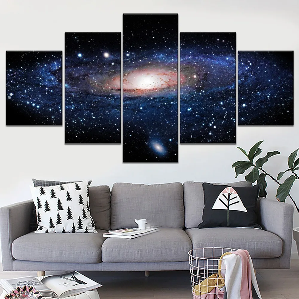 

Canvas Print Home Wall Art 5 Panel Universe Galaxy Astronomy Poster Scenery Painting Modular Pictures Bedroom Decoration