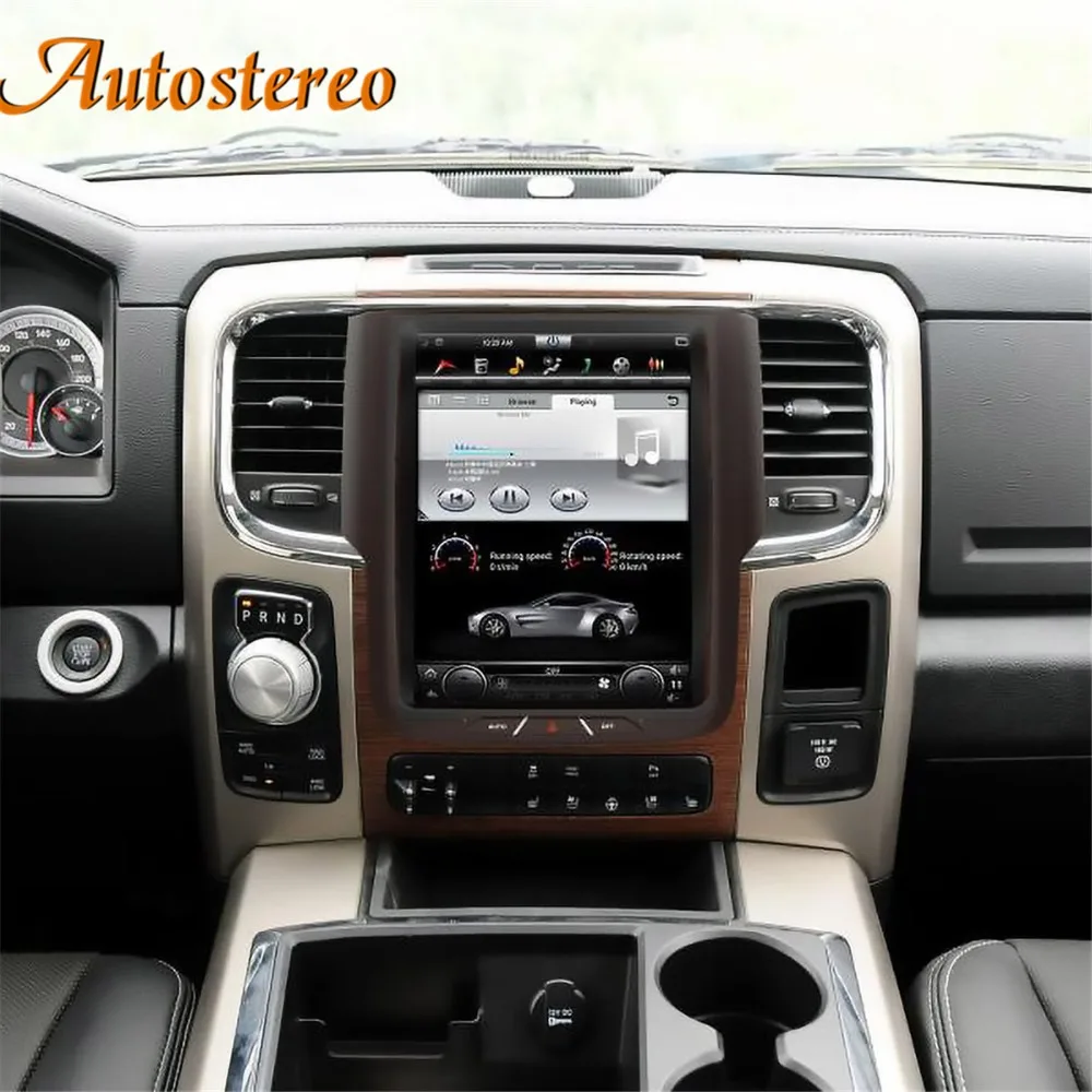Discount Android 7 Tesla style Car No DVD Player GPS Navigation For Dodge RAM 2014-2018 radio tape recorder head unit multimedia player 1
