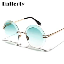 Ralferty, круглые женские солнцезащитные очки,, роскошный бренд, без оправы, прозрачные, солнцезащитные очки, женские, оттенки, gafas de sol mujer oculos W18907