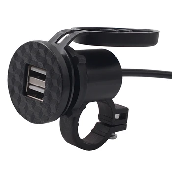 

Motorcycle Phone Charger 12V Dual USB Charger Waterproof Dust-proof Rearview Mirror Handlebar Fixed Charger