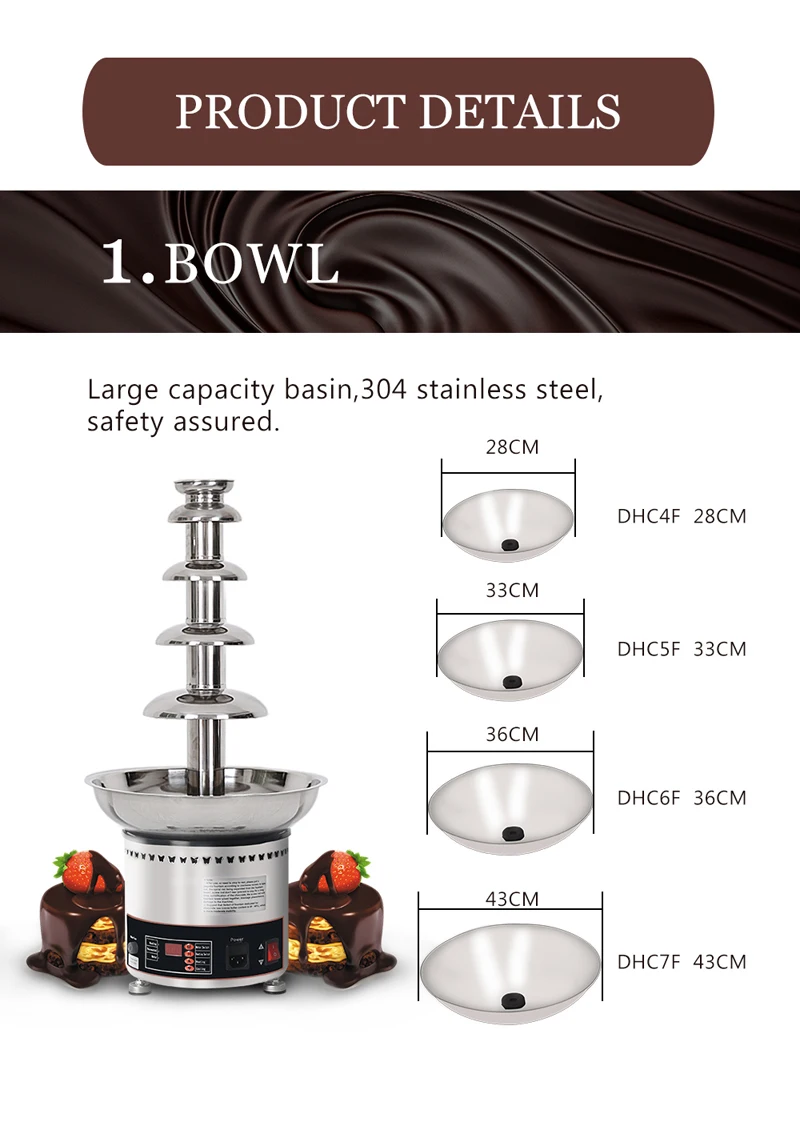 ITOP Нержавеющая сталь тела 6 слоев шоколадные шоколадный фонтан водопад машина Еда процессор Пособия по кулинарии машина 110 V-240 V