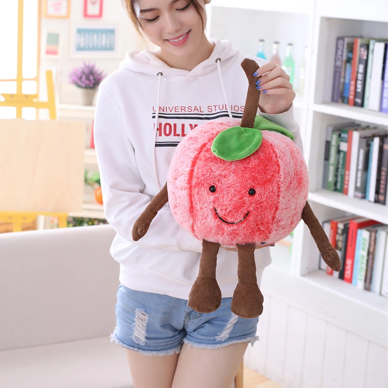 Cute Smile Cartoon Watermelon Cherry Plush Stuffed Dolls Toys Fruits Soft Summer Pillow Cushion Kids Girls Valentines Gifts