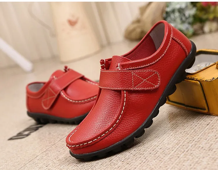 Genuine Leather Women's Casual Shoes Lace-Up Woman Loafers Moccasins Female Flats Solid Low Heel Lady Shoe Soft Women Footwear 9