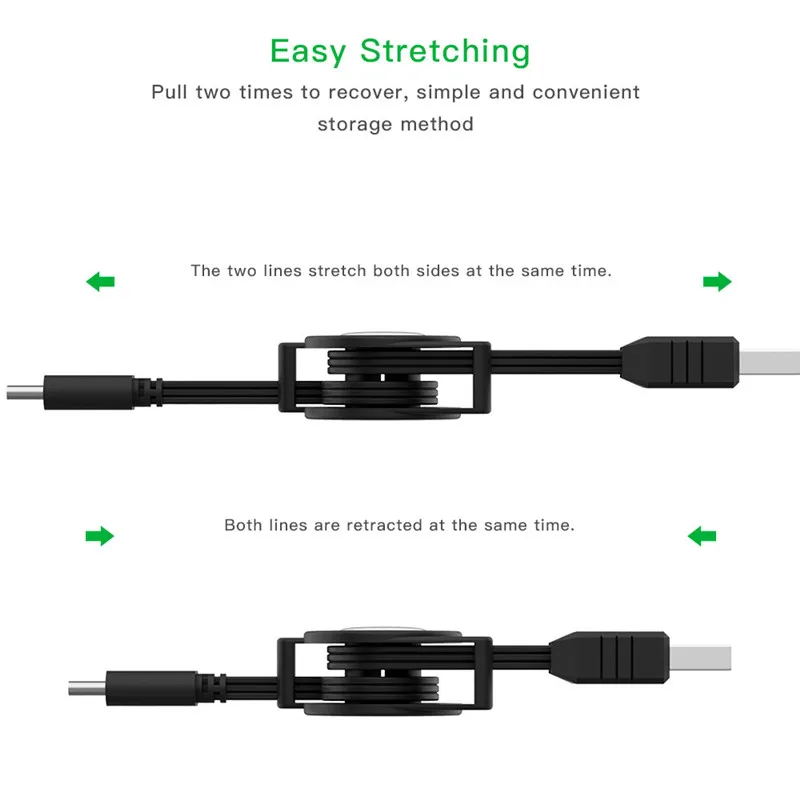 USB C кабель type C портативный зарядный кабель Выдвижной Быстрый type-C зарядный Телескопический шнур для samsung S8 a50 Huwei P30 pro USB C