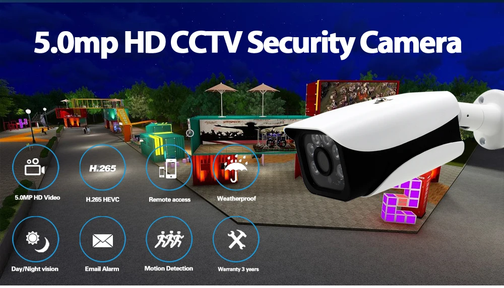 Câmera de Vigilância de Vídeo de Segurança Câmera ao ar Livre à Prova de Intempéries Cctv Câmera 6 * Array Luz 40-50 m Visão Noturna 5mp 4mp Ahd hd 2 5mp 4mp ahd câmera de vigilância de