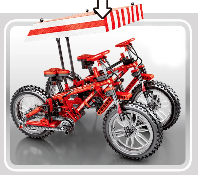 309pcs Technique Mountain Bike 2 in1 Tandem Bicycle Moc Building Blocks Compatible Legoing City Technic DIY Bricks Toy For Child (5)