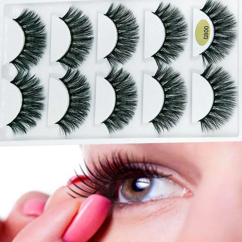 

5 Pairs/set False Eyelashes Kits Mink Natural Thick False Fake Eyelashes Eye Lashes Makeup Extension Tools HB88