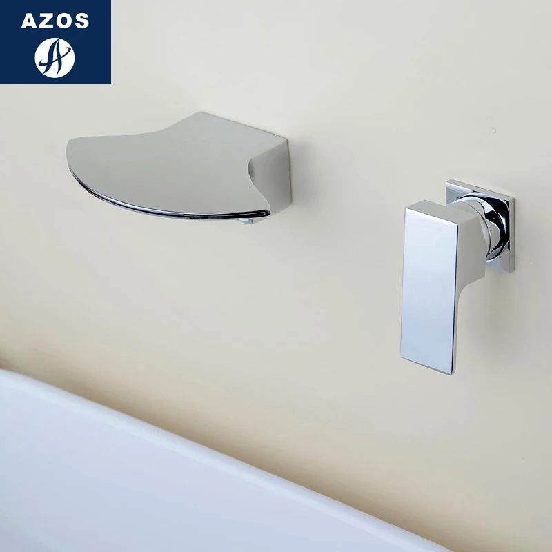 

Azos In-wall Faucet Split Waterfall Brass Chrome Cold and Hot Switch Shower Room Basin Bathroom Cabinet Single Handle Double Ho