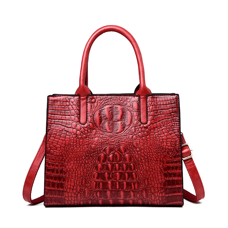 

Fashion Alligator Shoulder Bag For Women Messenger Bags High Quality Women's Genuine Leather Handbags Big Size Women Tote Bags