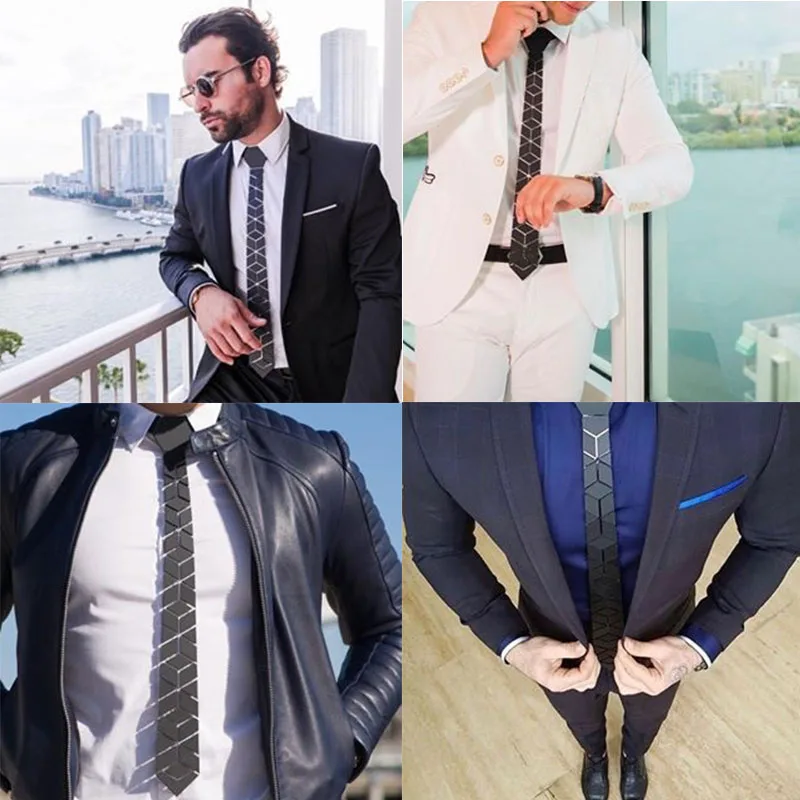 

Fashion Geometric Diamond Plaid Black Necktie Formal Wedding Outifit Business Dress Accessory