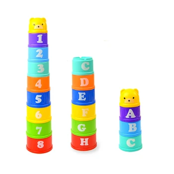 

9Pcs/Set Cartoon Folding Cup Figures Letters Plastic Puzzles Early Educational Colourful Toys For Children Kids Baby