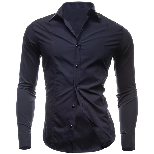 Men Shirts Red Mens Long Sleeve Shirt Casual Solid Color Shirts Slim
