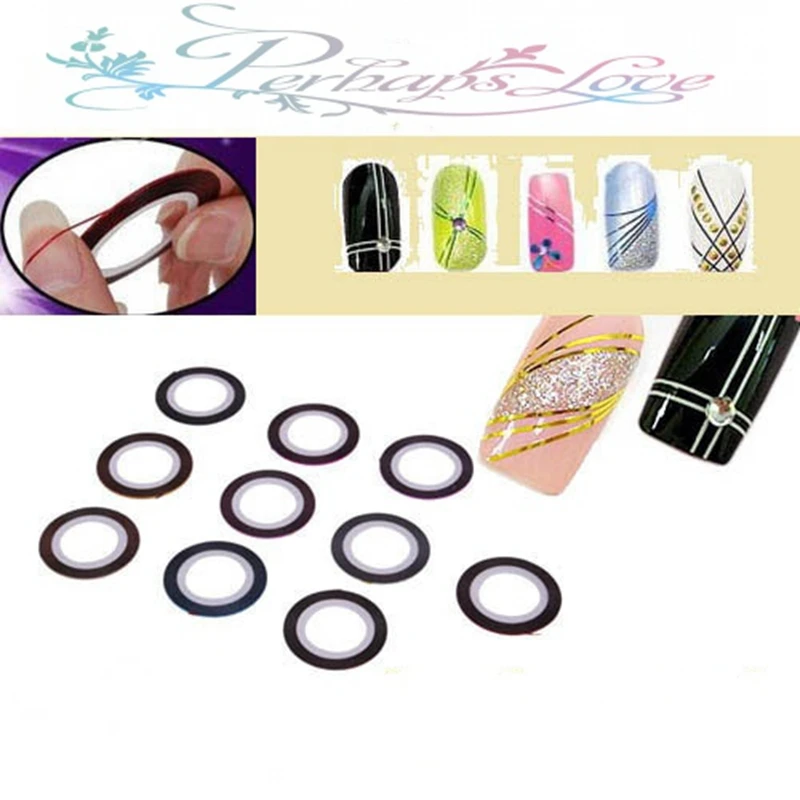 10 шт. голографическая лента для ногтей металлическая линия|nail tip stickers|nail striping taperoll
