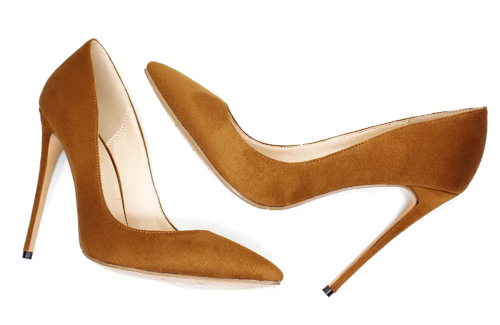 Flock Leather Shoes Women Orange Suede High Heels Shoes Woman Pointed Toe Sexy Thin Heels Dress Party Ladies Pumps Shoes Lady