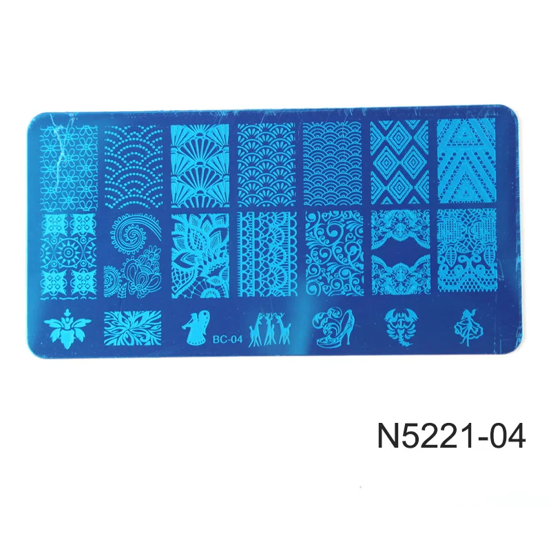 ROSALIND прозрачный дизайн ногтей маникюр штамповка штамп скребок изображения пластины печати инструмент Трафарет DIY гель лак для ногтей стикер дизайн - Цвет: N522104