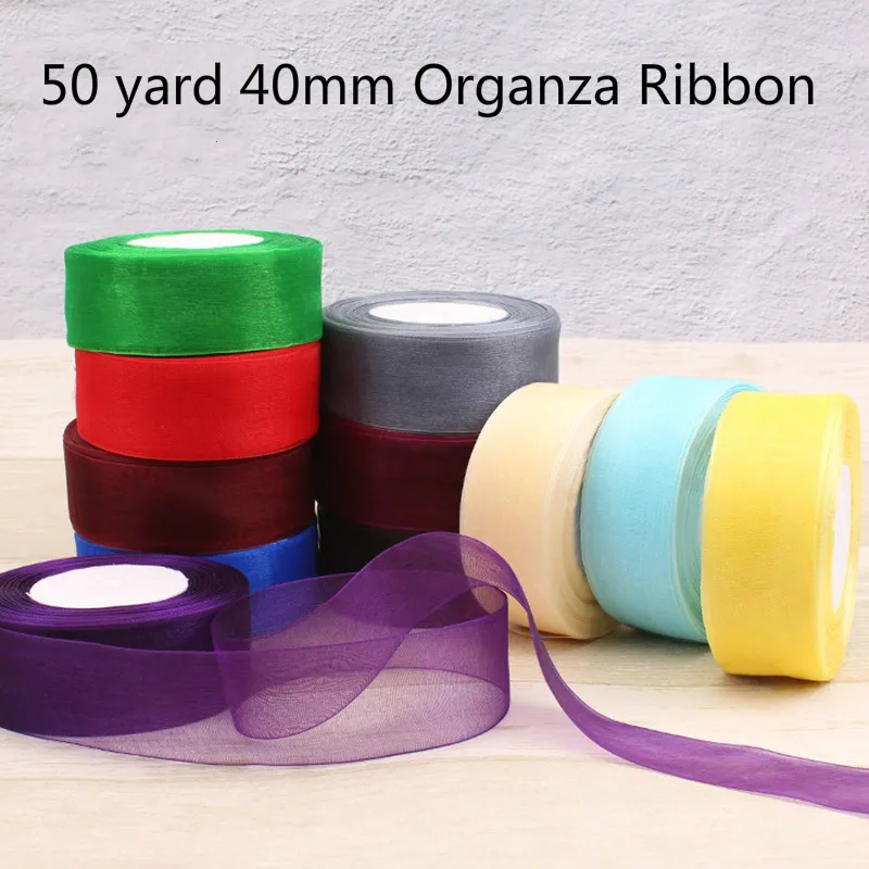 

50 yard 40mm 45 Meters Organza Ribbon Party Wedding Birthday Gift Packaging Ribbons Christmas New Year DIY Bow Craft Accessories