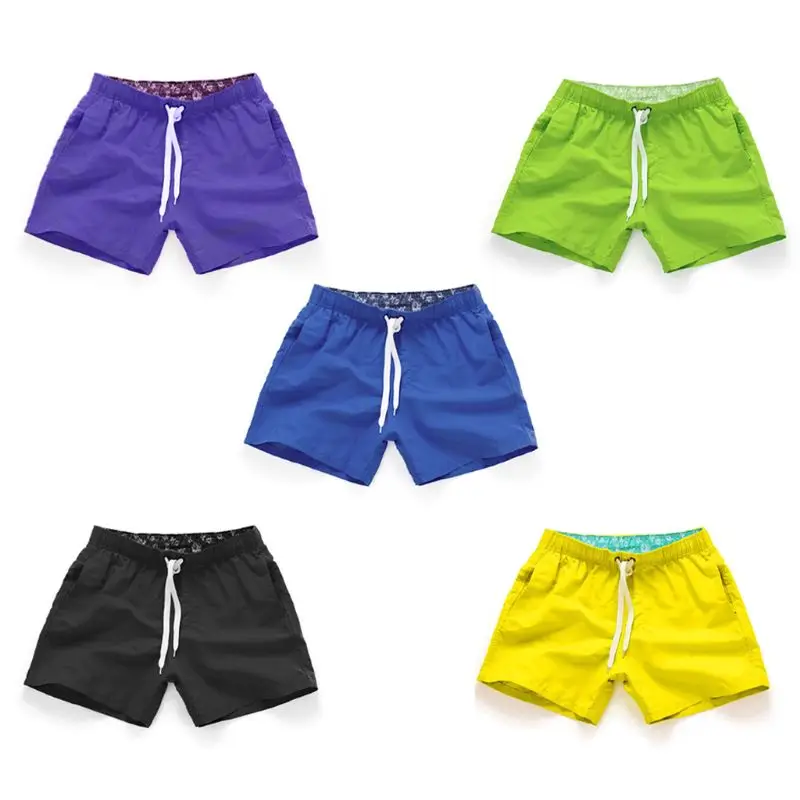 Мужские летние яркие однотонные плавки средней посадки на шнурке пляжные шорты быстросохнущие спортивные шорты для серфинга короткие брюки с карманами