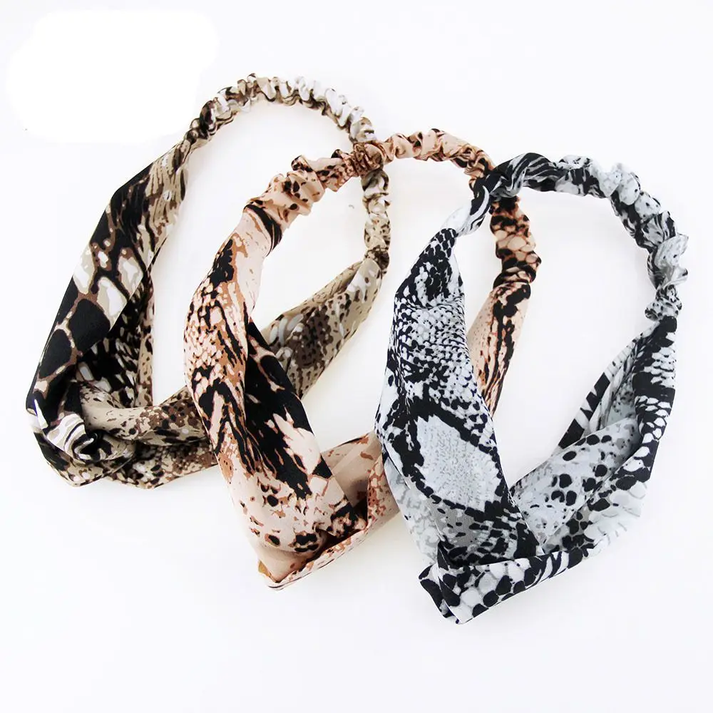 

Printing Leopard Cross Headband Turban Hairband Stretch Twisted Knotted Headwear Hair Styling Tools For Women Girls