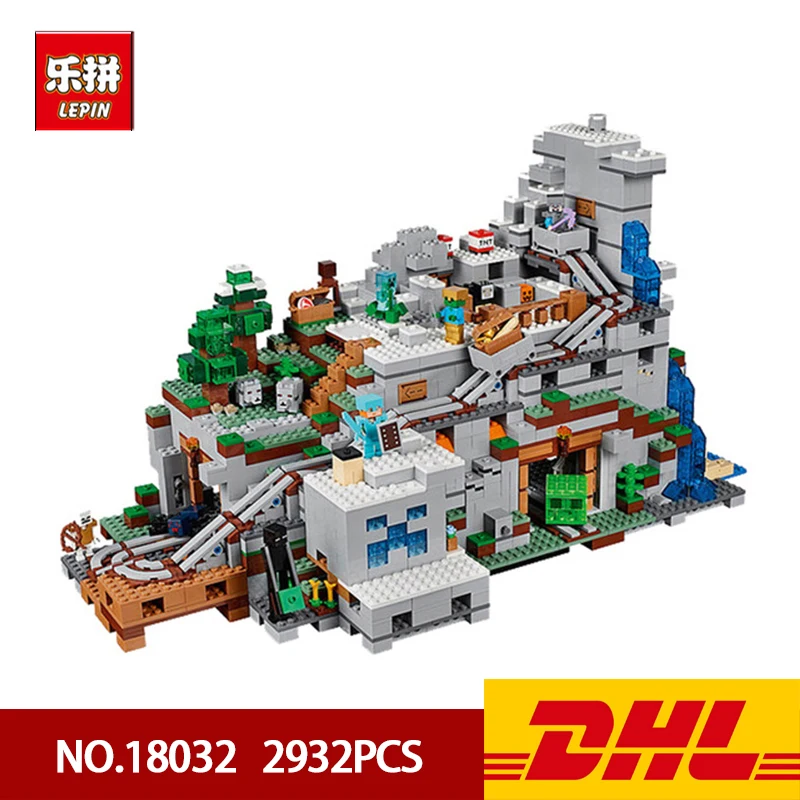 

DHL LEPIN 18032 2932pcs Miniecraft My worlds The Mountain Cave Model Building Kit Blocks Bricks Compatible with 21137