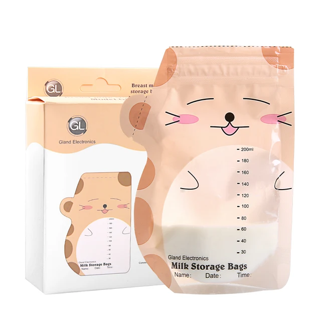 GL breast milk storage bag without BPA material safe feeding baby storage bag, can mark name and date, 30PCS 200ML