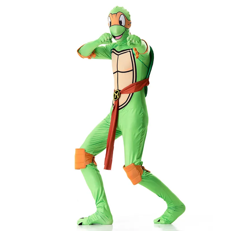 Зеленые Забавные костюмы на Хэллоуин для мужчин взрослые костюмы косплей супергероя аниме Черепашки Ниндзя Одежда милый комбинезон